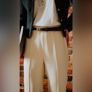 Vintage Ivory Silk Trousers